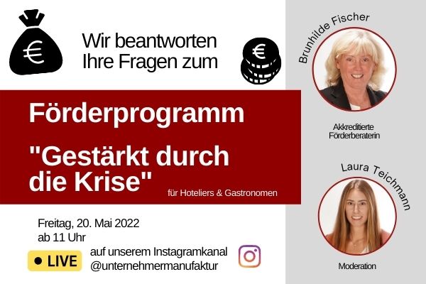 Förderung Gestärkt durch die Krise - Live Q&A am 20. Mai auf Instagram