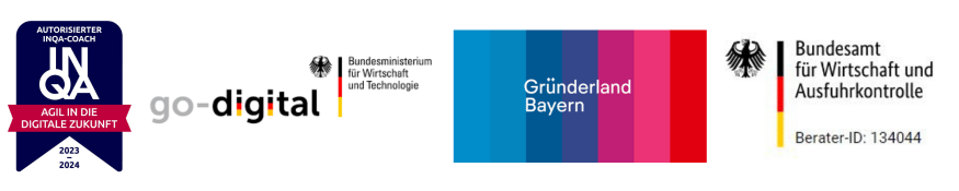 Brunhilde Fischer ist akkreditierte Beraterin für INQA-Coaching, godigital, Vorgründungscoaching Bayern und BAFA-Förderung.