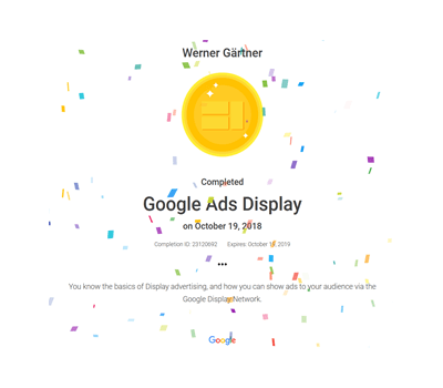 Werner Gärtner - Auszeichnung: Google Ads Display